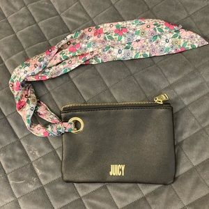 Juicy couture black leather pouch w/ scarf NEW